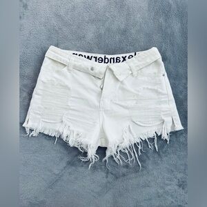 Alexander Wang Women’s White Cut Off Denim Logo Size 28 S